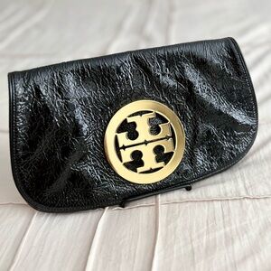 Tory Burch Oversized Metallic Leather Clutch